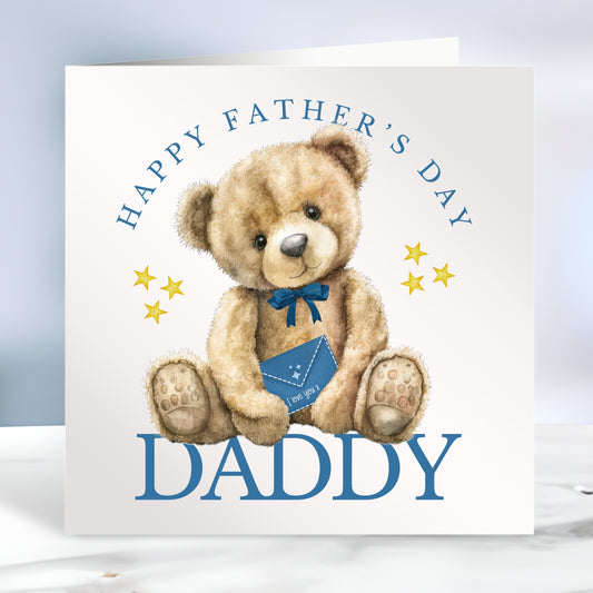 Happy Father's Day Bear Card Blue