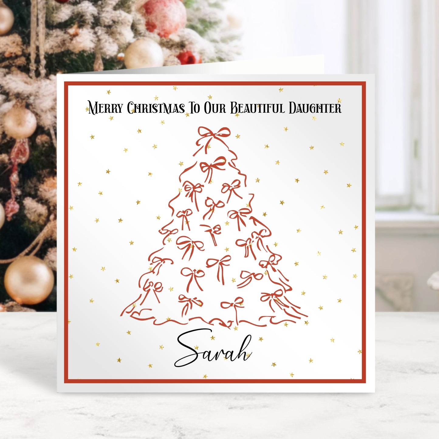 Red Bow Tree - Personalised Christmas Card