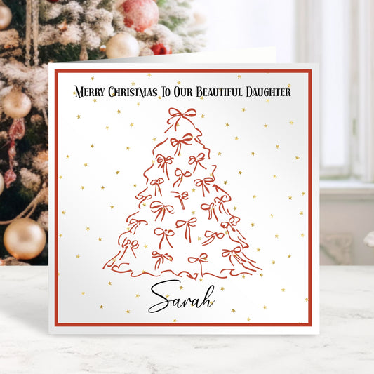 Red Bow Tree - Personalised Christmas Card