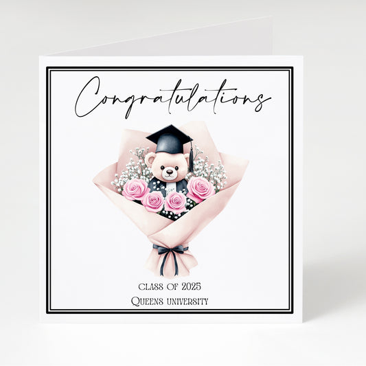 Bear and Flowers Graduation Card