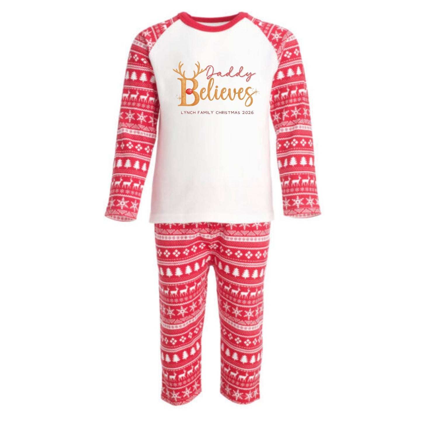 Personalised Matching Family Christmas Pyjamas - Believes
