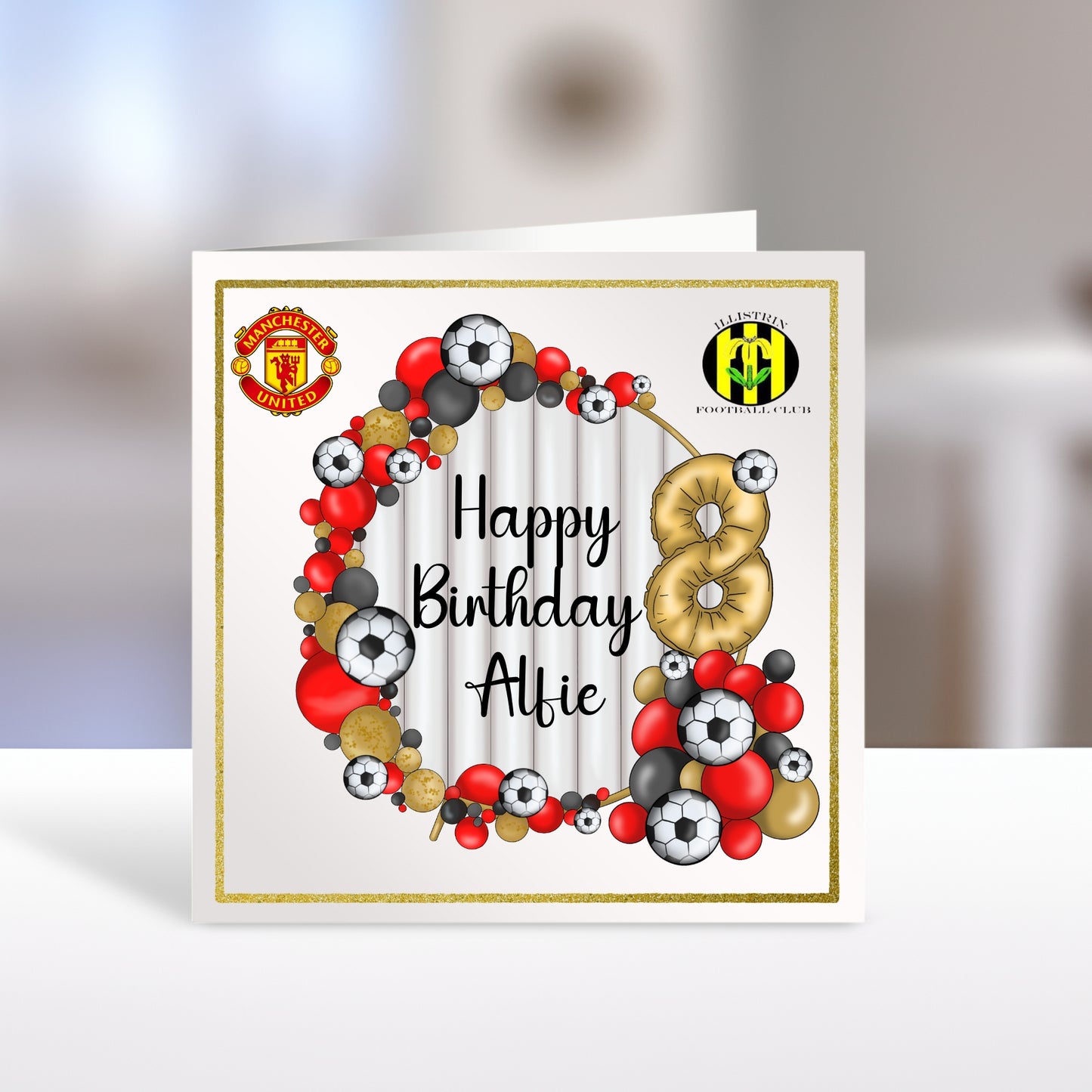 Football Theme - Personalised Name And Age Birthday Card