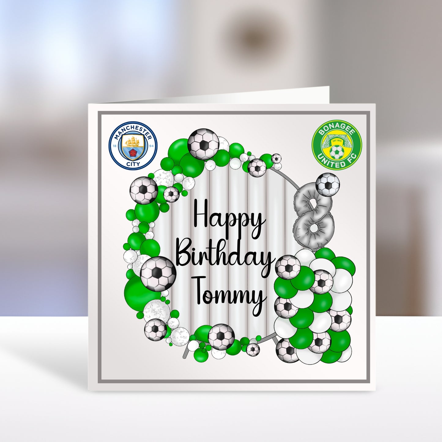 Football Theme - Personalised Name And Age Birthday Card