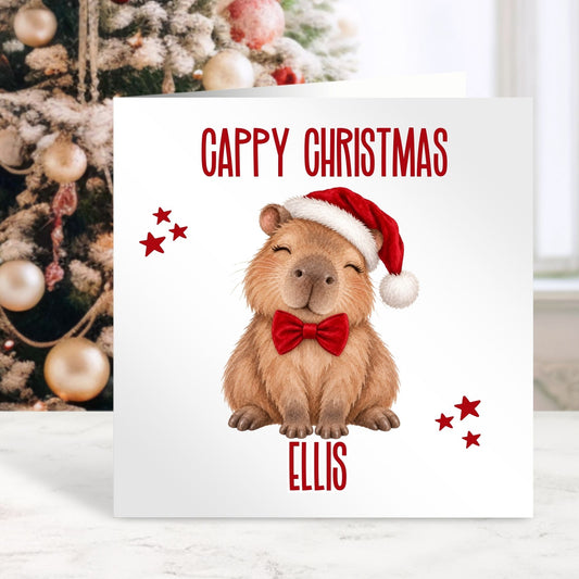 Cappy Christmas Capybara Card - Optional Personalised Name