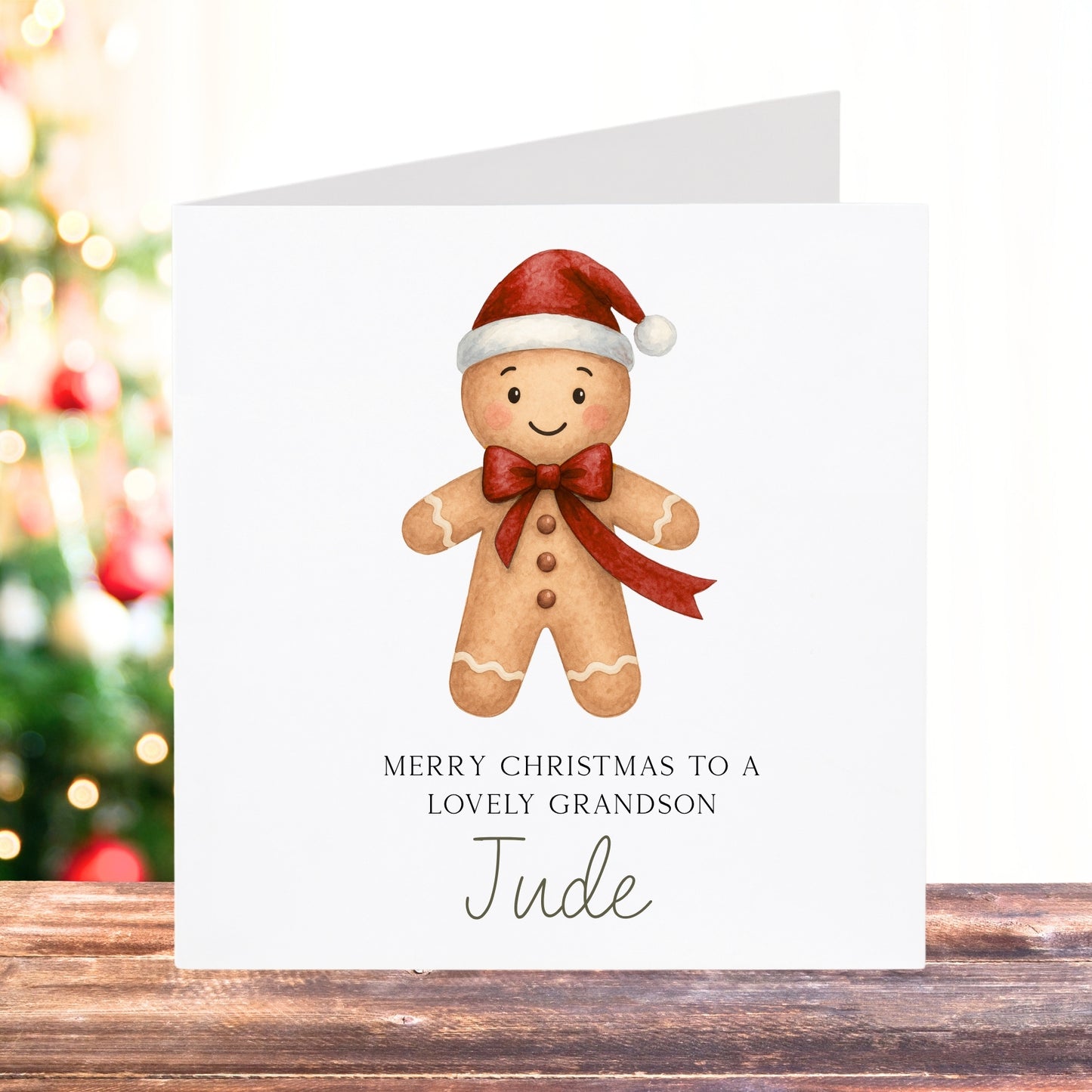Personalised Christmas Card for Grandson - Gingerbread Design