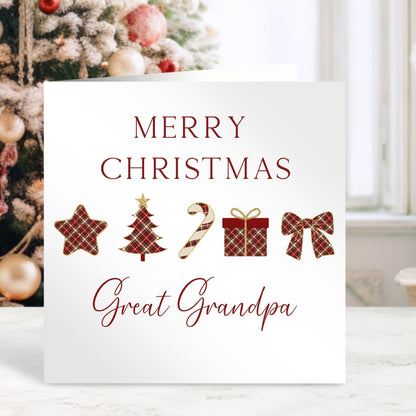 Christmas Card for Nan & Grandad - Tartan Design