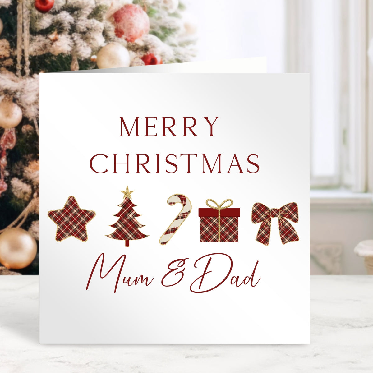 Christmas Card for Mum & Dad - Tartan Design