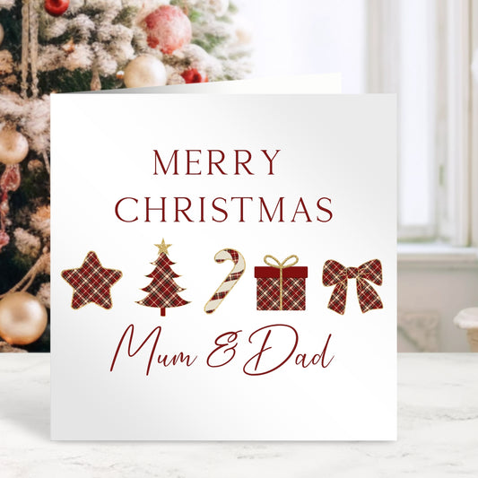 Christmas Card for Mum & Dad - Tartan Design