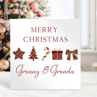 Christmas Card for Nan & Grandad - Tartan Design