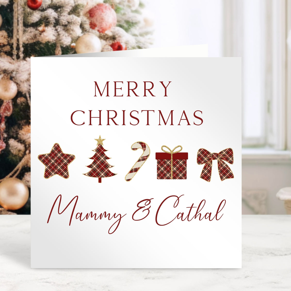 Christmas Card for Mum & Dad - Tartan Design