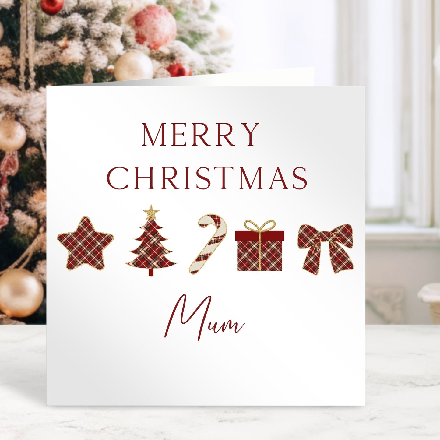 Christmas Card for Mum - Tartan Design