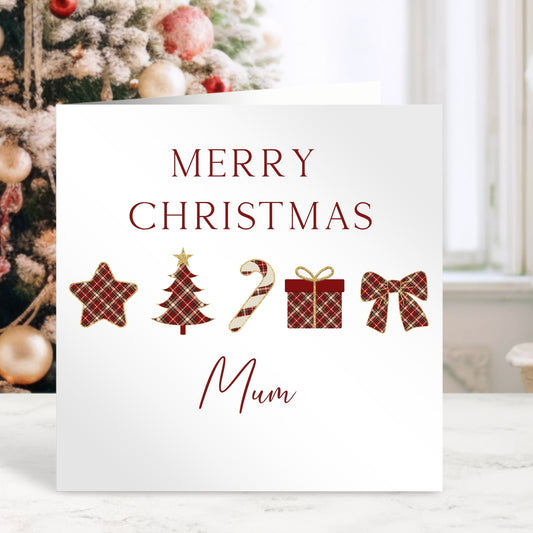 Christmas Card for Mum - Tartan Design