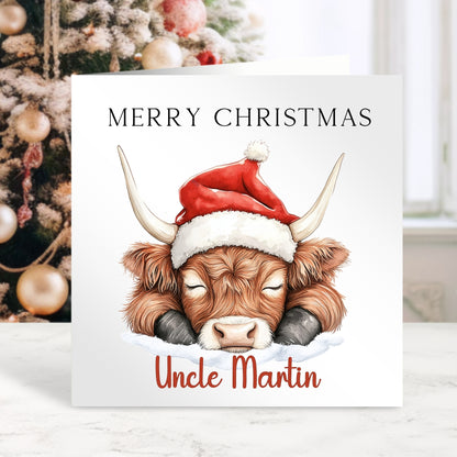 Personalised Christmas Card for Dad - Highland Cow
