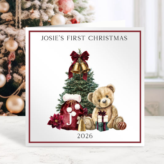 Personalised Baby's First Christmas Card - Teddy Bear