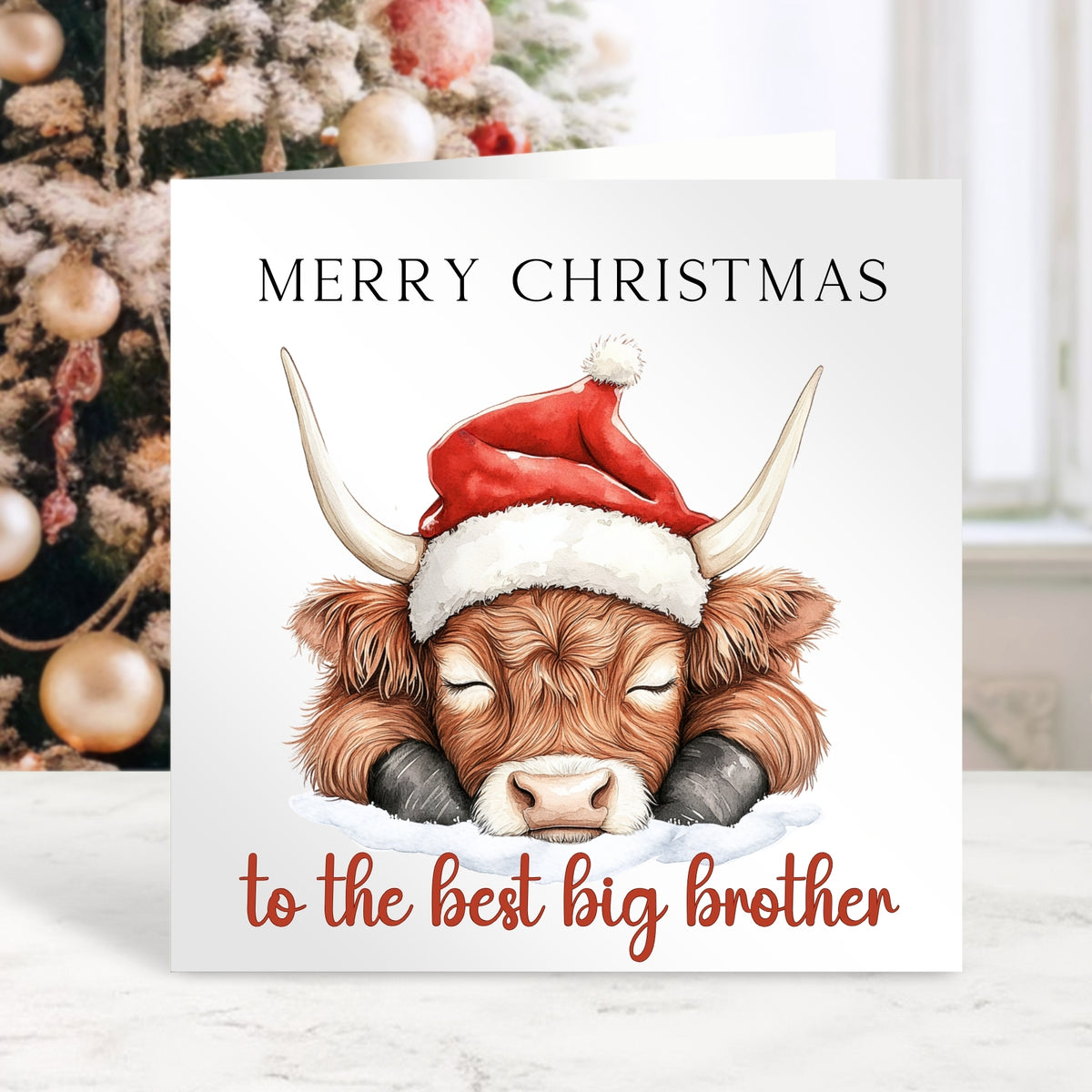Personalised Christmas Card for Dad - Highland Cow