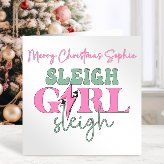 Sleigh Girl Sleigh - Personalised Christmas Card