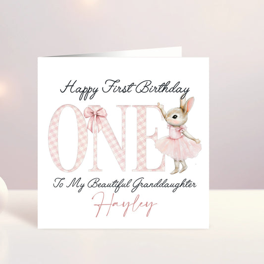 First Birthday Bunny Card