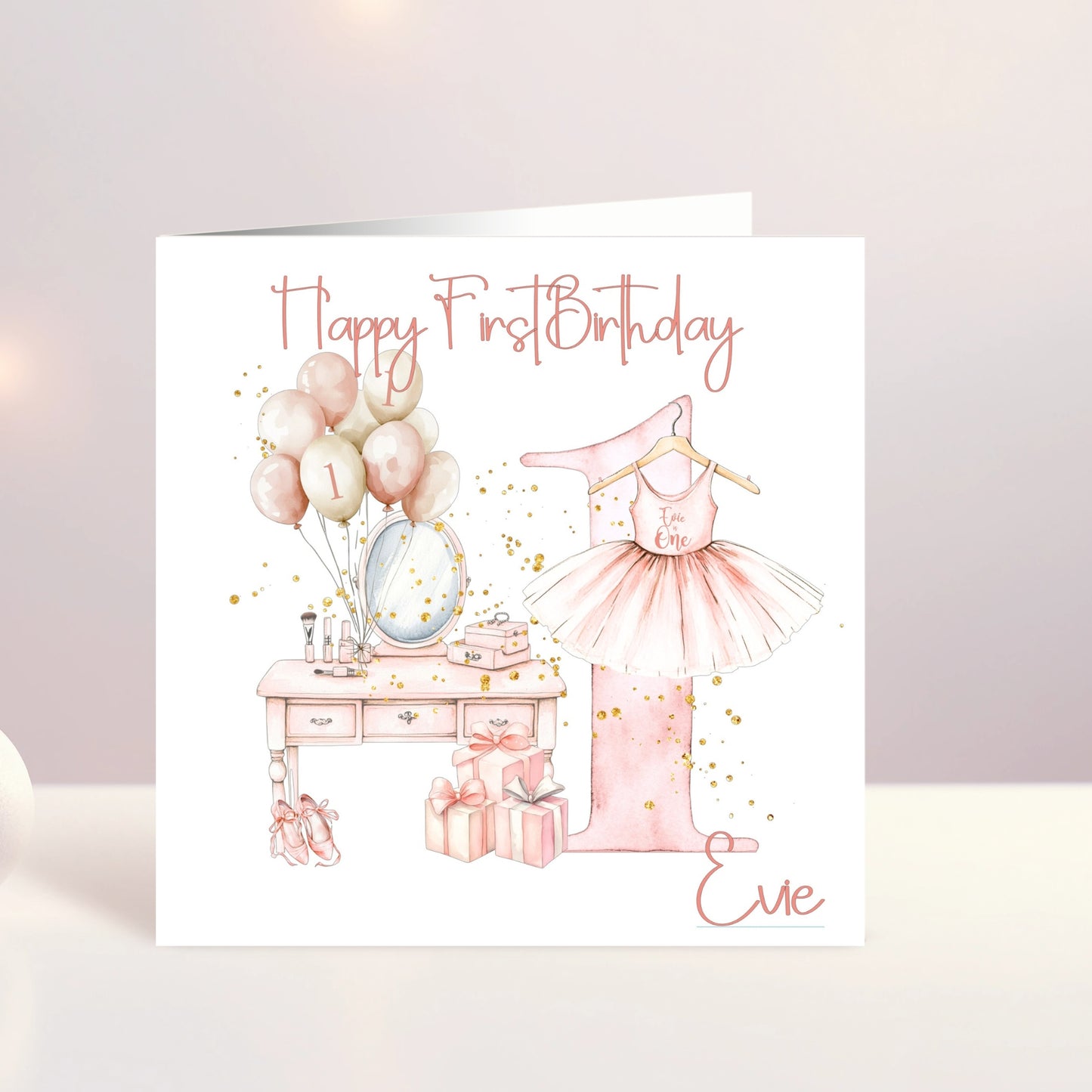 First Birthday Ballerina Card