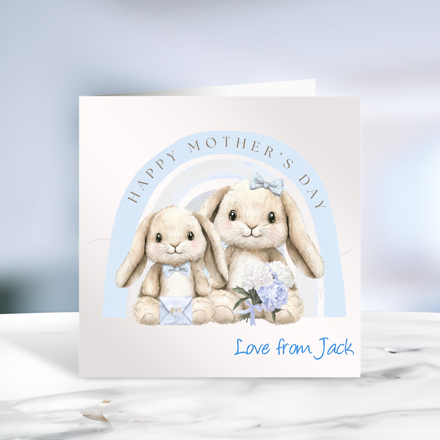 Happy Mother's Day Bunny Card Blue