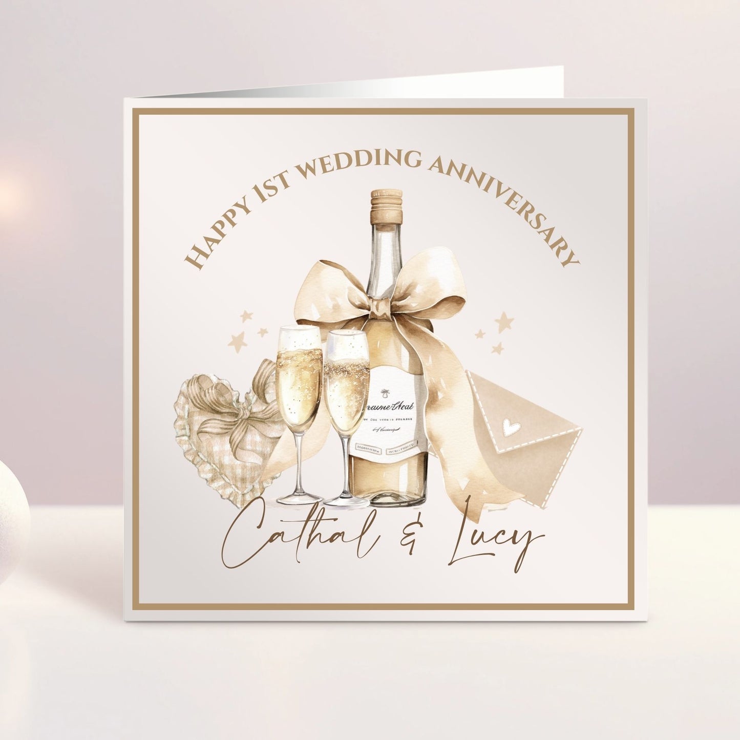 Personalised Anniversary Card - Champagne