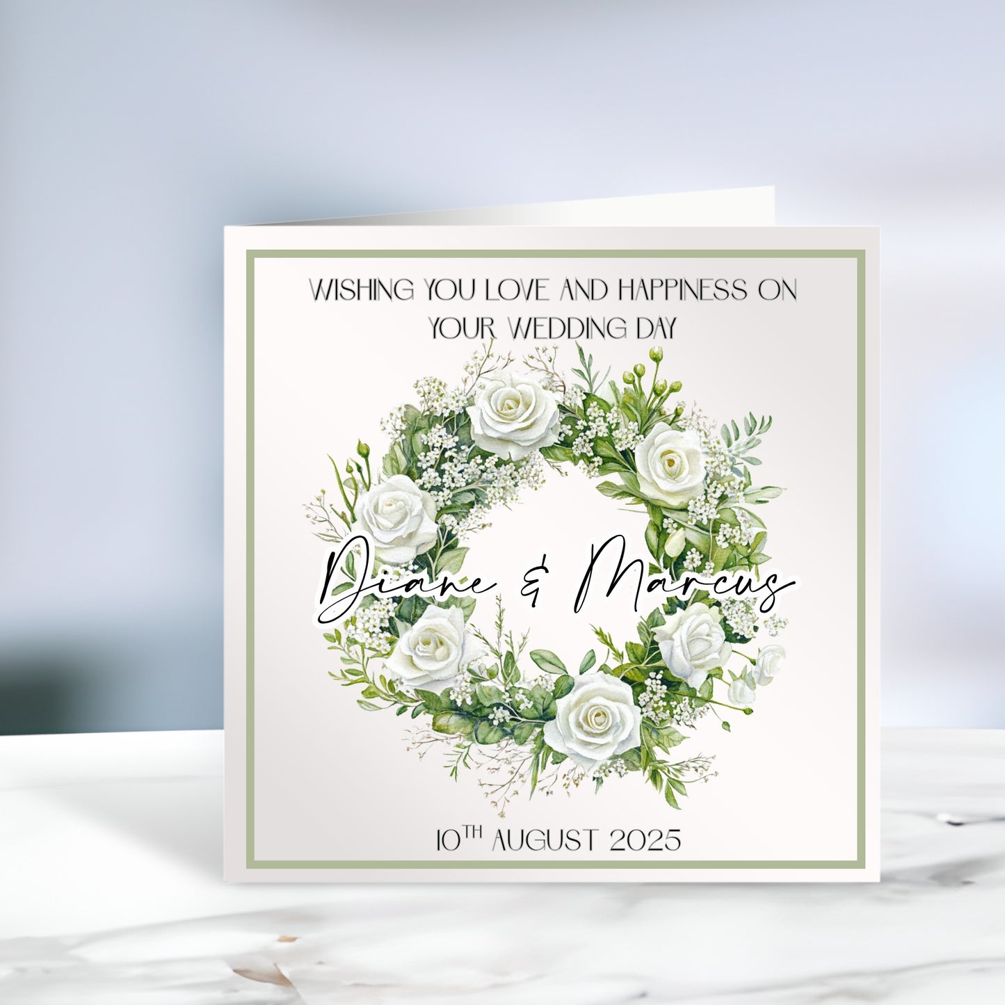 Wreath Personalised Wedding Card