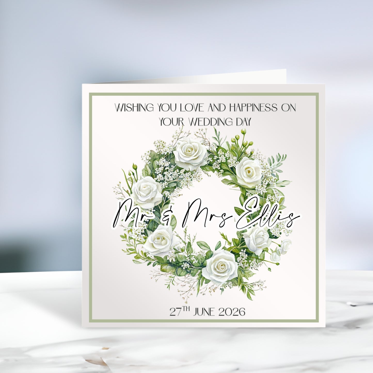 Wreath Personalised Wedding Card