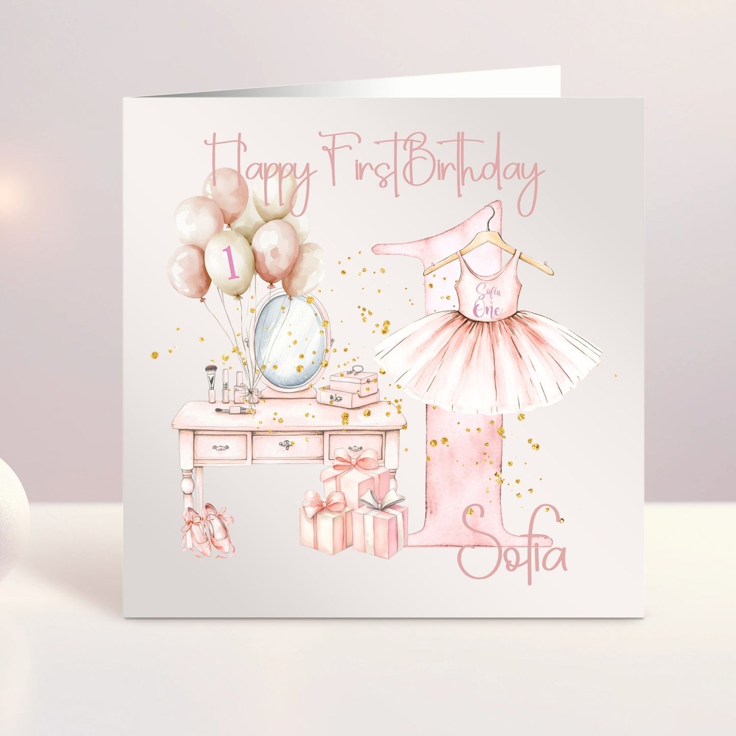Personalised First Birthday Card for Girls
