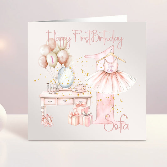 Personalised First Birthday Card - Ballerina