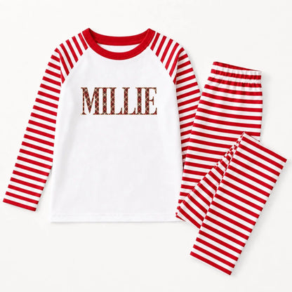 Personalised Kids Christmas Pyjamas - Tartan Name