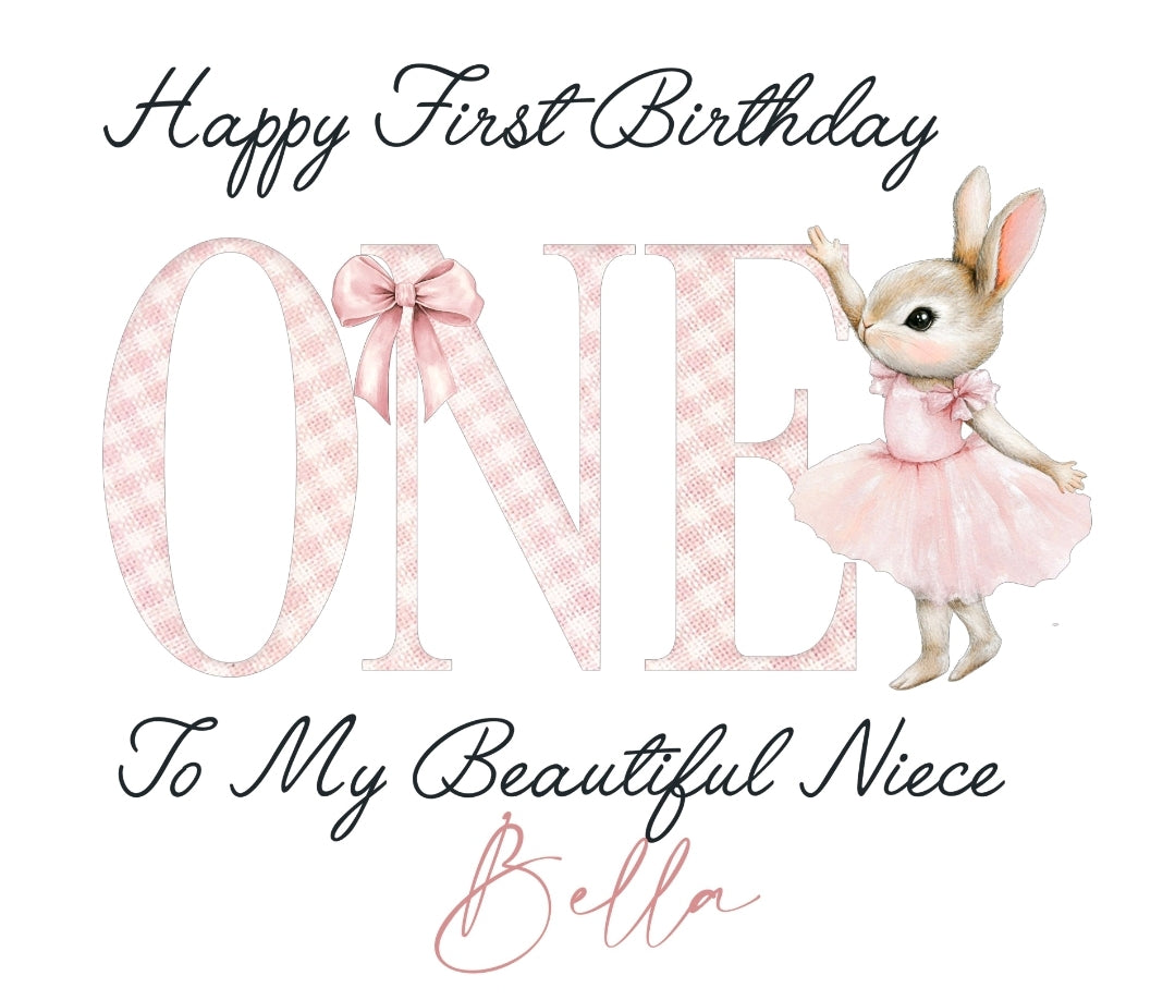 First Birthday Bunny Card