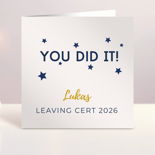 Personalised Leaving Cert Congratulations Card – You Did It!