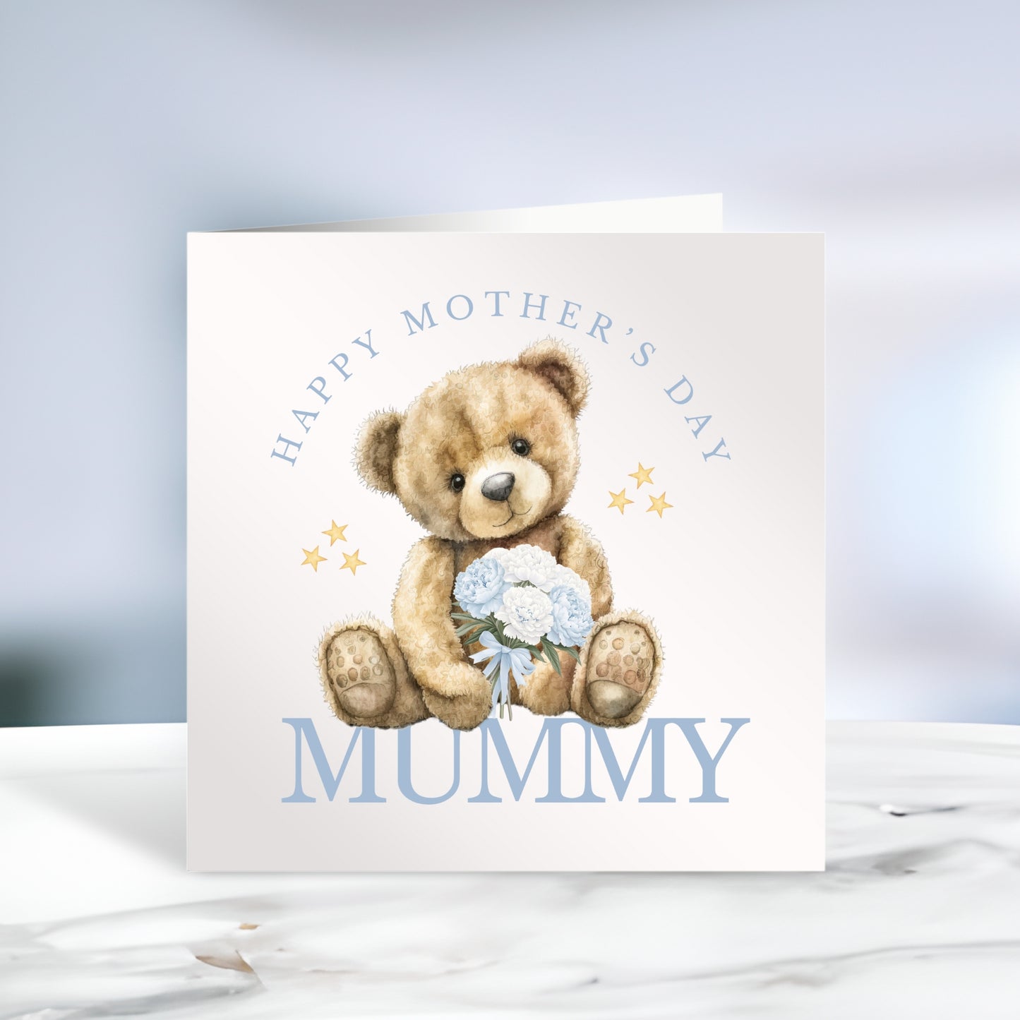 Happy Mother's Day Bear Card Blue