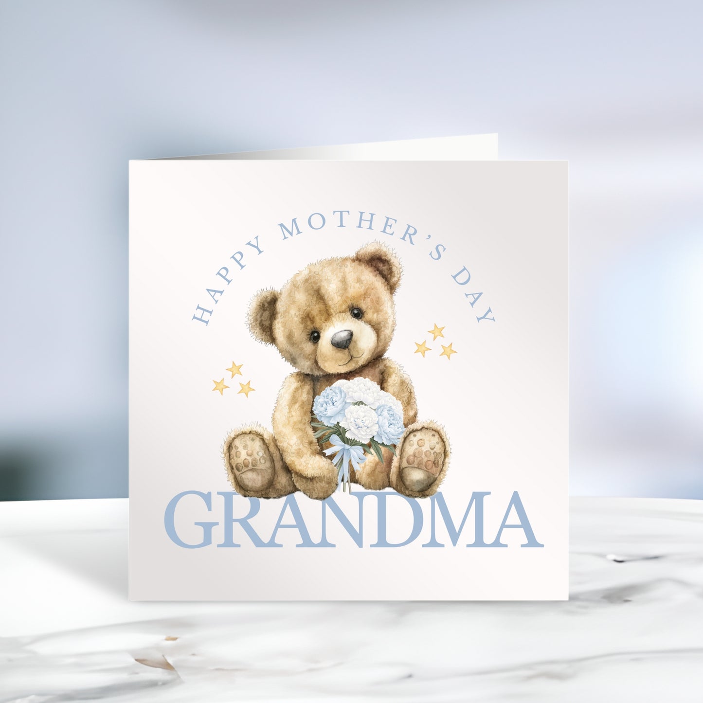 Happy Mother's Day Bear Card Blue