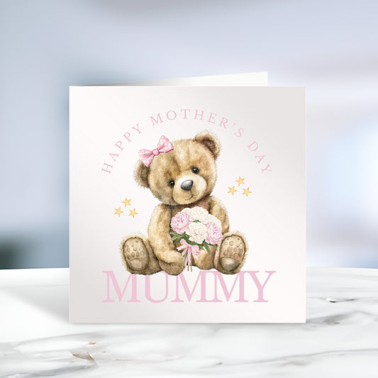 Happy Mother's Day Bear Card Pink