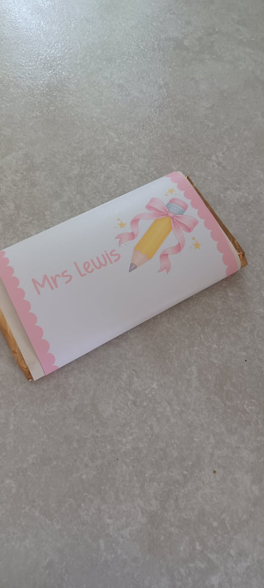 Personalised Teacher/SNA Gift - Chocolate Bar Wrapper