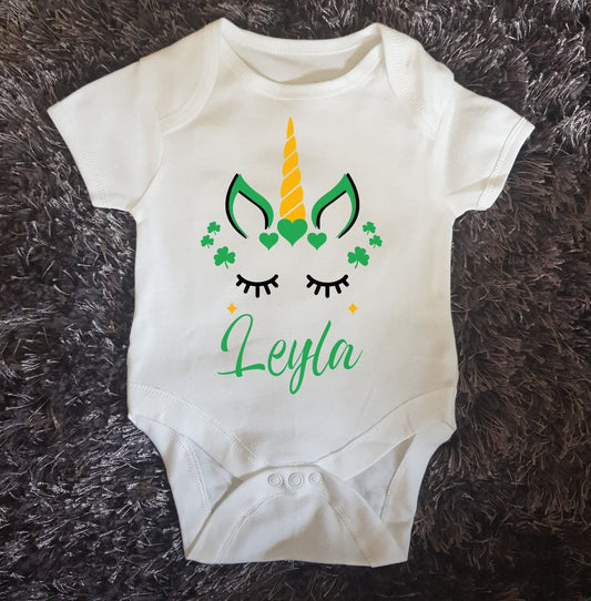 Unicorn St Patrick's Day Baby Vest