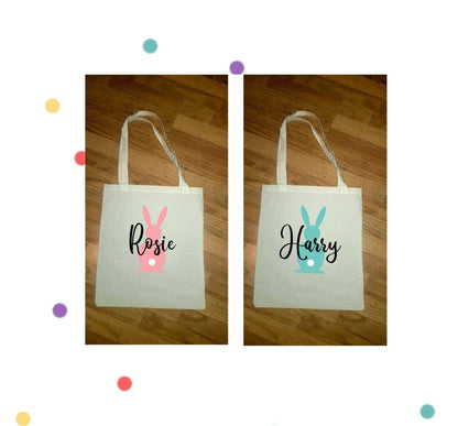 Personalised Easter Bunny Kids Tote Bag | Easter Gift | Ireland | Irish | Easter Rabbit | Bunnie| Reusable | Easter Present | Custom Gift