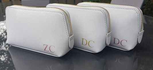 Personalised Makeup Cosmetics Bag | Faux Leather | Initial | Name | Monogram | Gift | Ladies | Bridesmaid | Bridal | Ireland | Irish