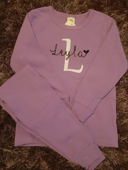 Personalised Childrens Loungewear Set With Name and Initial