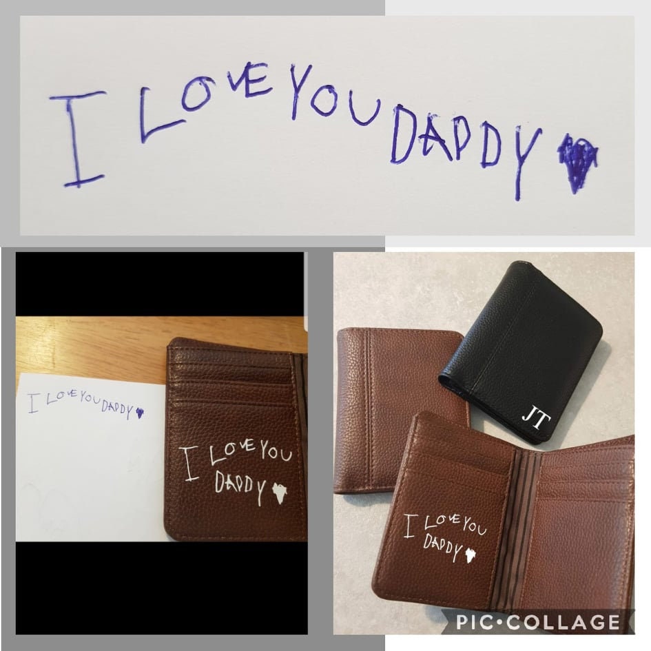 Personalised Handwriting Mens Wallet | Fathers Day Gift | Faux Leather | Dad | Daddy | Grandad | Name | Initial | Monogram | Ireland | Irish