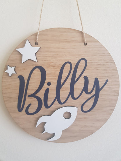 Baby Name Plaque | 20cm Round Sign | Nursery Decor | Personalised | Hanging Decoration | Custom Gift | Baby Boy | Baby Girl | Irish |Ireland