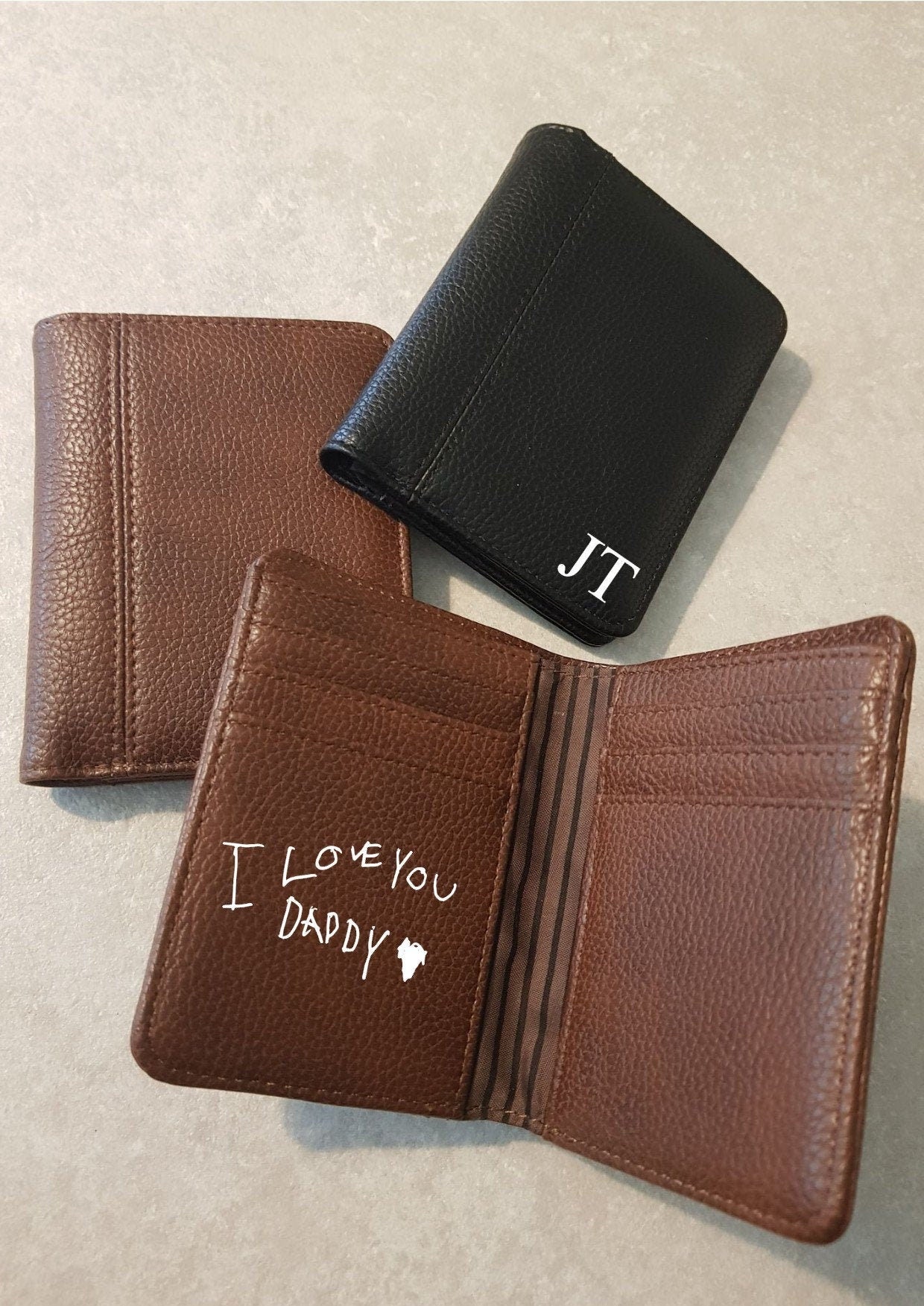 Personalised Handwriting Mens Wallet | Fathers Day Gift | Faux Leather | Dad | Daddy | Grandad | Name | Initial | Monogram | Ireland | Irish
