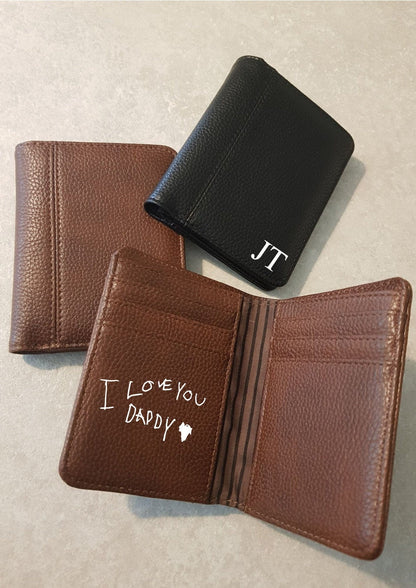 Personalised Handwriting Mens Wallet | Fathers Day Gift | Faux Leather | Dad | Daddy | Grandad | Name | Initial | Monogram | Ireland | Irish