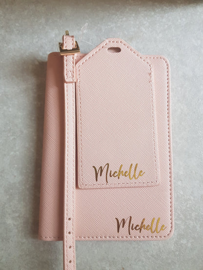Personalised Name Passport Cover Luggage Tag Set | Stocking Filler | Christmas | Travel Gift | Holiday | Monogram | Custom | Ireland | Irish