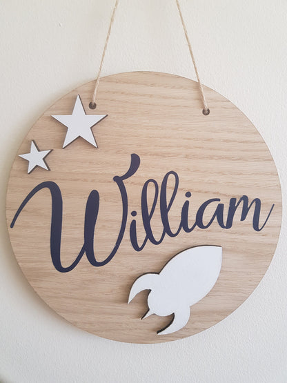 Baby Name Plaque | 20cm Round Sign | Nursery Decor | Personalised | Hanging Decoration | Custom Gift | Baby Boy | Baby Girl | Irish |Ireland
