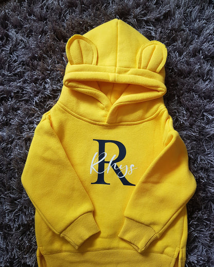 Grey Childrens Personalised Hoodie With Bear Ears