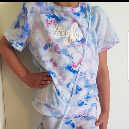 Girls Personalised Tie Dye T-shirt and Shorts Set