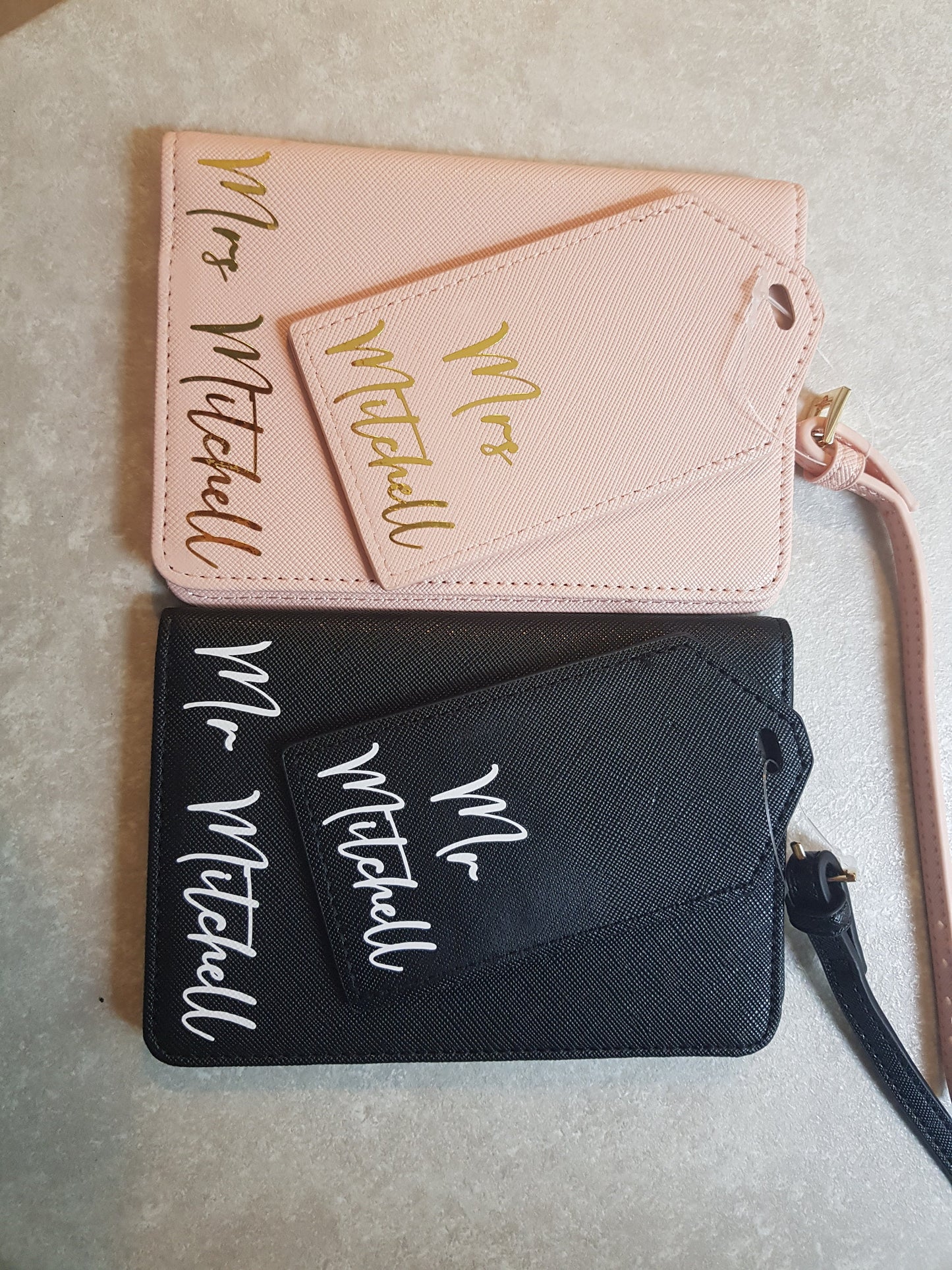 Mr & Mrs Passport Cover And Luggage Tag Set | Passport Holder | Honeymoon | Wedding Gift | Travel | Bride | Personalised | Ireland | Irish