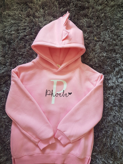 Blue Childrens Bear Ear Hoodie, Personalised With Name And Initial