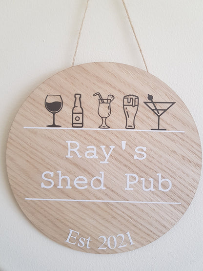 Home Bar Plaque | 20cm Round Sign | Personalised | Hanging Decoration | Custom Gift | Father's Day | Dad's Shed | Man Cave | Irish |Ireland